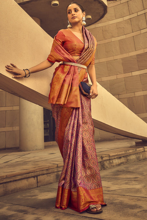 Load image into Gallery viewer, Engrossing Pink Soft Banarasi Silk Saree With Captivating Blouse
