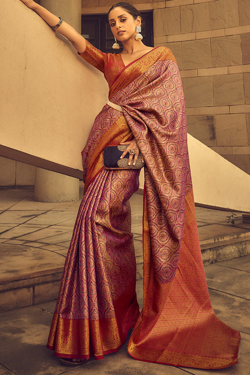 Load image into Gallery viewer, Engrossing Pink Soft Banarasi Silk Saree With Captivating Blouse
