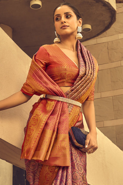 Load image into Gallery viewer, Engrossing Pink Soft Banarasi Silk Saree With Captivating Blouse
