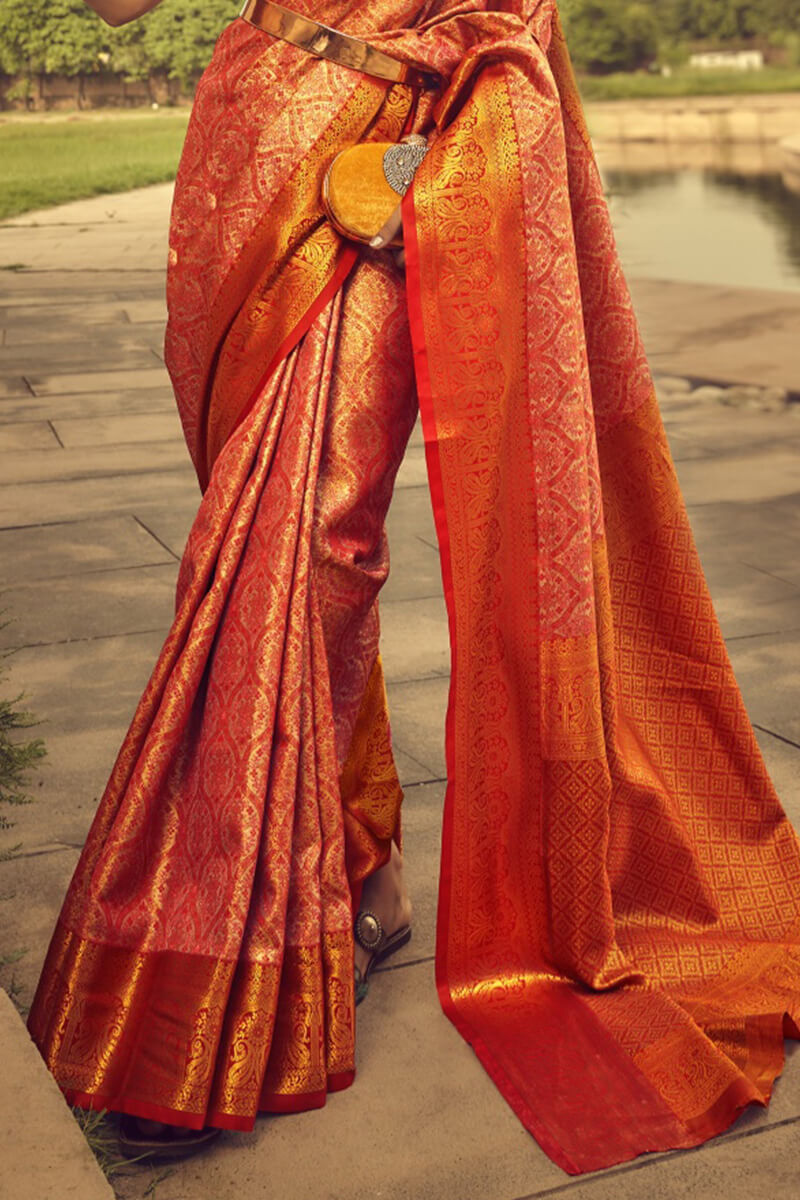 Blissful Red Soft Banarasi Silk Saree With Pleasant Blouse