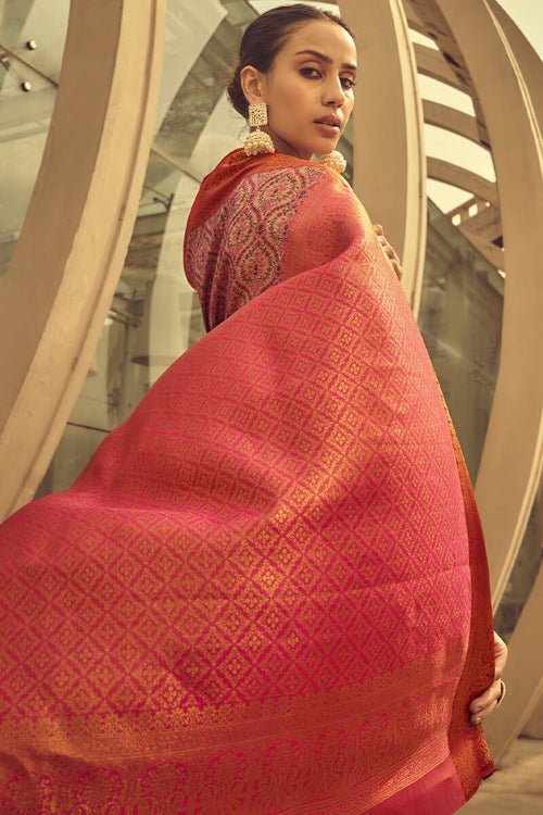 Load image into Gallery viewer, Desirable Pink Soft Banarasi Silk Saree With Inspiring Blouse
