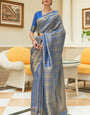 Extraordinary Blue Kanjivaram Silk Saree With Charming Blouse Piece