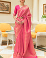 Gleaming Pink Kanjivaram Silk Saree With Hypnotic Blouse Piece