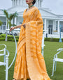 Classic Yellow Lucknowi Silk Saree With Admirable Blouse Piece