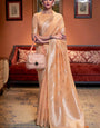 Flaunt Peach Cotton Silk Saree With Sensational Blouse Piece