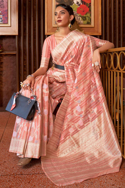 Load image into Gallery viewer, Designer Pink Cotton Silk Saree With Adorable Blouse Piece
