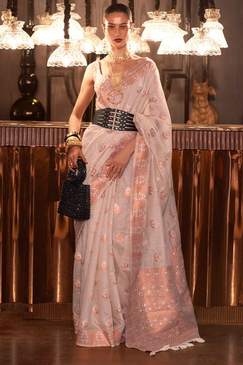 Load image into Gallery viewer, Flamboyant Beige Cotton Silk Saree With Entrancing Blouse Piece
