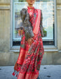 Petrichor Red Organza Silk Saree With Sumptuous Blouse Piece