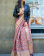 Embellished Beige Organza Silk Saree With Sumptuous Blouse Piece