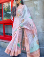 Petrichor Baby Pink Organza Silk Saree With Sumptuous Blouse Piece