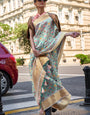 Petrichor Pista Organza Silk Saree With Sumptuous Blouse Piece