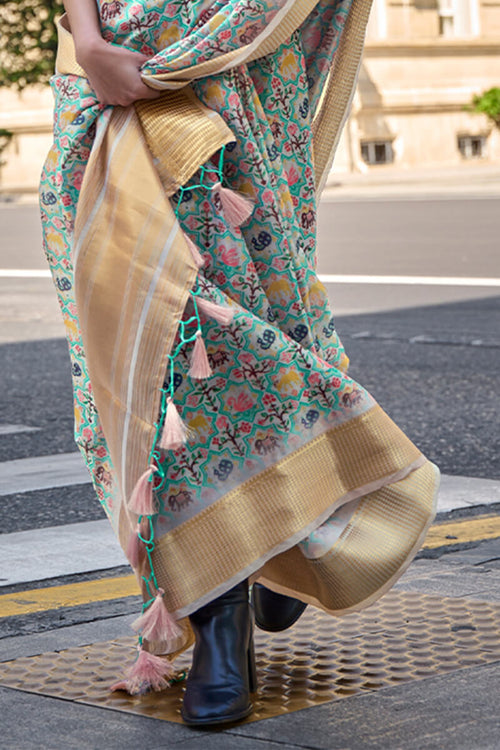 Load image into Gallery viewer, Petrichor Pista Organza Silk Saree With Sumptuous Blouse Piece
