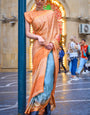 Mellifluous Orange Digital Printed Soft Silk Saree With Ephemeral Blouse Piece