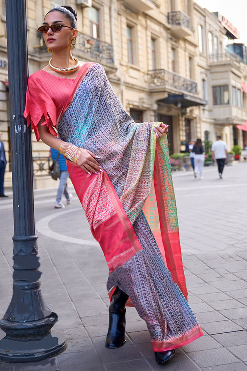 Load image into Gallery viewer, Effervescent Multicolor Digital Printed Soft Silk Saree With Bewitching Blouse Piece
