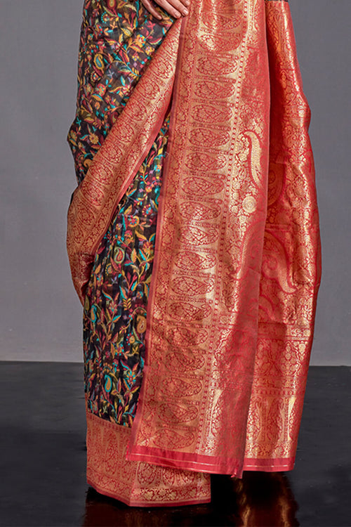 Load image into Gallery viewer, Stunning Brown Pashmina saree With Surpassing Blouse Piece
