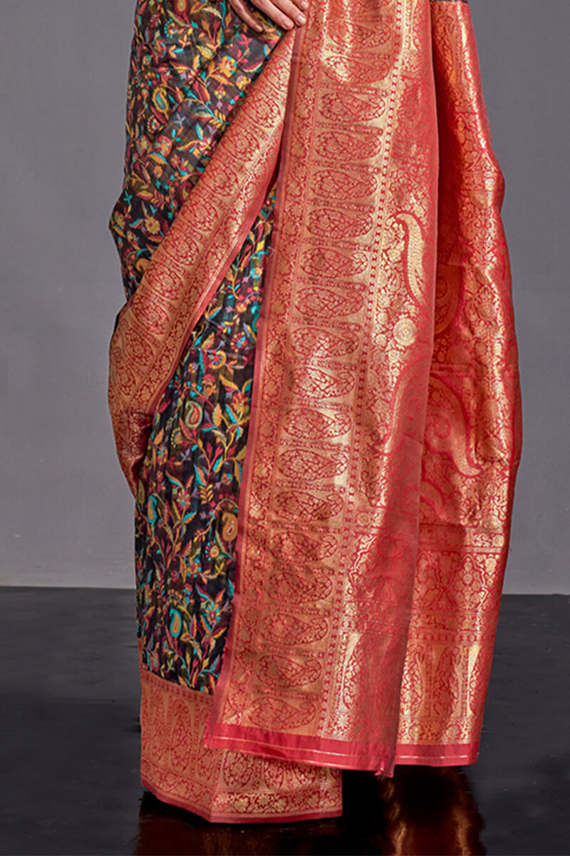 Stunning Brown Pashmina saree With Surpassing Blouse Piece