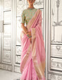 Desuetude Baby Pink Soft Silk Saree With Bewitching Blouse Piece