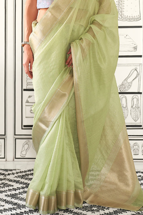 Load image into Gallery viewer, Delightful Pista Soft Silk Saree With Jazzy Blouse Piece
