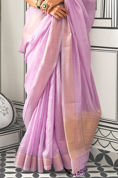 Load image into Gallery viewer, Entrancing Lavender Soft Silk Saree With Brood Blouse Piece
