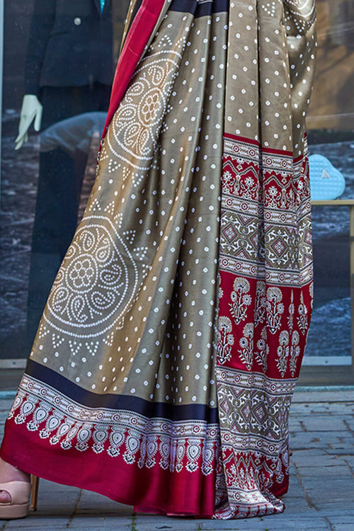 Load image into Gallery viewer, Dalliance Grey Digital Printed Satin Silk Saree With Demesne Blouse Piece
