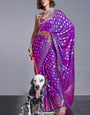 Energetic Purple Soft Banarasi Silk Saree With Outstanding Blouse Piece