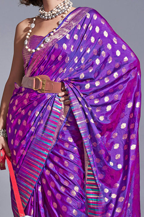 Load image into Gallery viewer, Energetic Purple Soft Banarasi Silk Saree With Outstanding Blouse Piece
