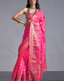 Lissome Dark Pink Soft Banarasi Silk Saree With Redolent Blouse Piece