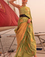 Precious Mehandi Soft Banarasi Silk Saree With Amazing Blouse Piece