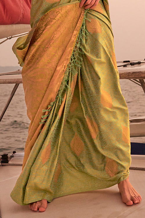 Load image into Gallery viewer, Precious Mehandi Soft Banarasi Silk Saree With Amazing Blouse Piece
