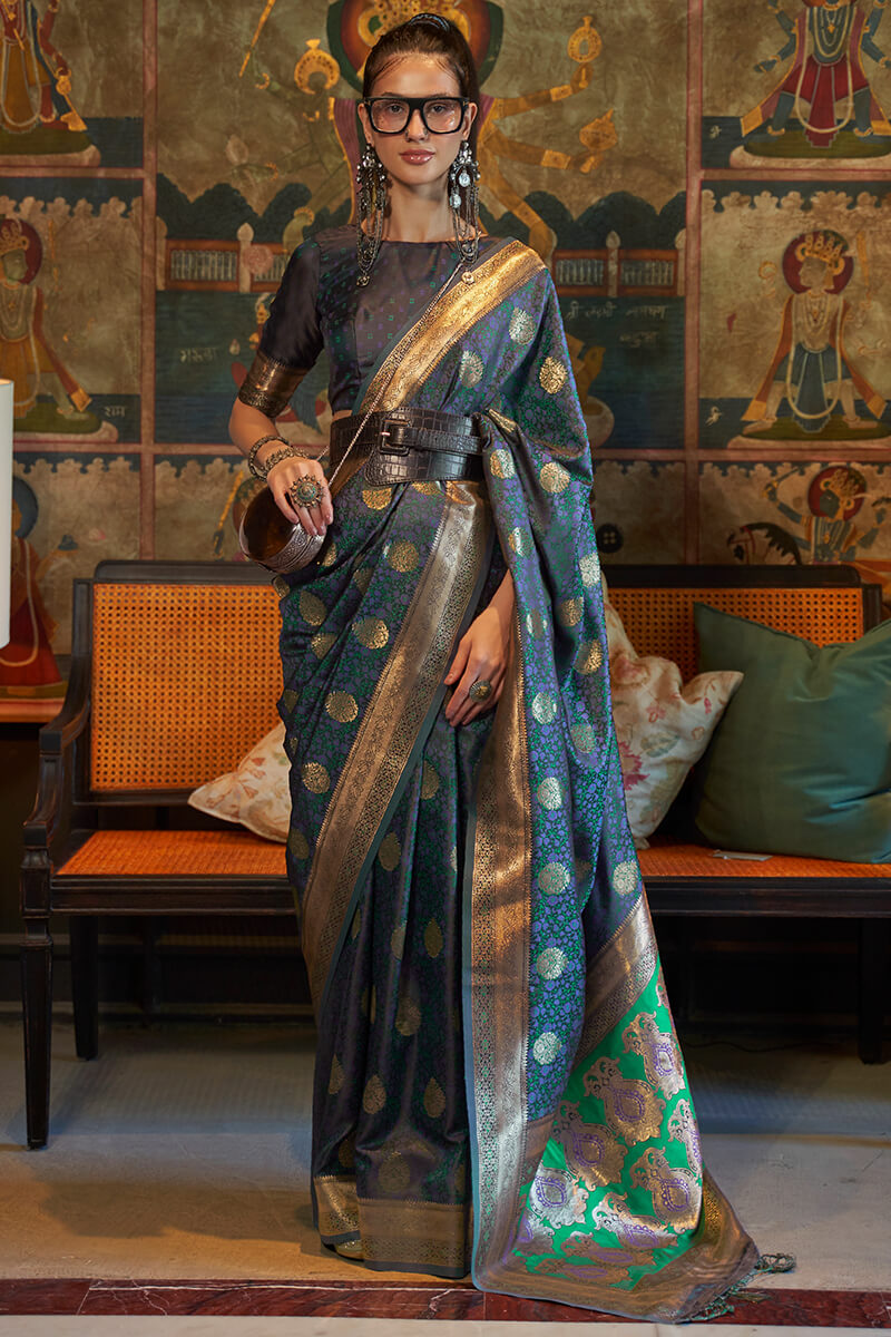 Wonderful Blue Soft Banarasi Silk Saree With Mesmerising Blouse Piece