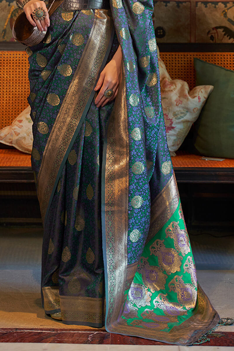 Wonderful Blue Soft Banarasi Silk Saree With Mesmerising Blouse Piece