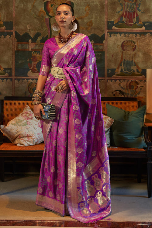 Load image into Gallery viewer, Outstanding Purple Soft Banarasi Silk Saree With Charming Blouse Piece
