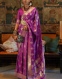 Outstanding Purple Soft Banarasi Silk Saree With Charming Blouse Piece