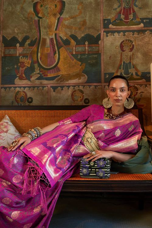 Load image into Gallery viewer, Outstanding Purple Soft Banarasi Silk Saree With Charming Blouse Piece
