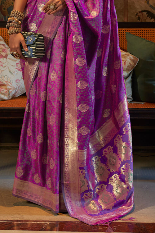 Load image into Gallery viewer, Outstanding Purple Soft Banarasi Silk Saree With Charming Blouse Piece
