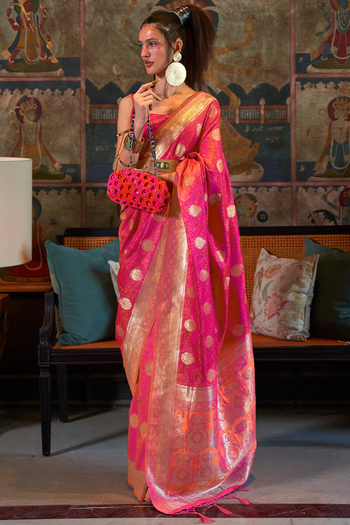 Load image into Gallery viewer, Stunner Dark Pink Soft Banarasi Silk Saree With Traditional Blouse Piece
