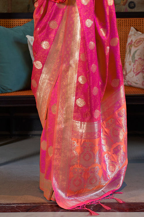 Load image into Gallery viewer, Stunner Dark Pink Soft Banarasi Silk Saree With Traditional Blouse Piece
