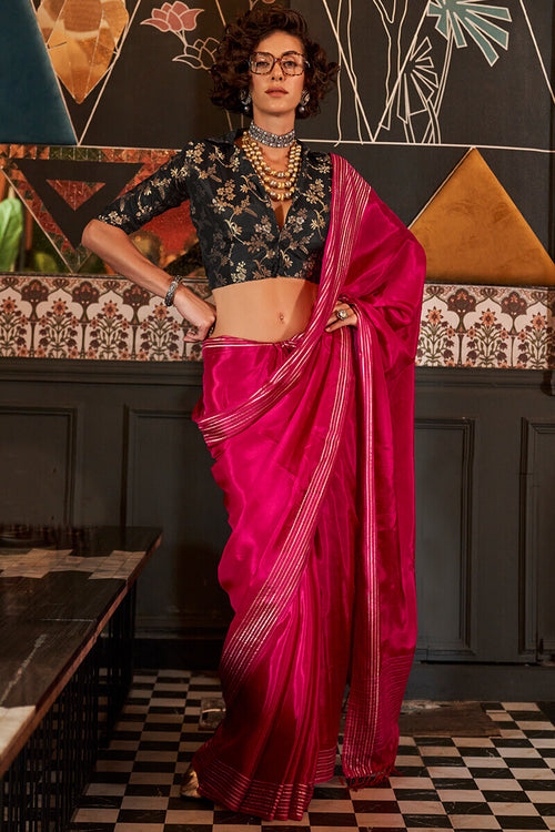 Load image into Gallery viewer, Extraordinary Dark Pink Soft Banarasi Silk Saree With Energetic Blouse Piece
