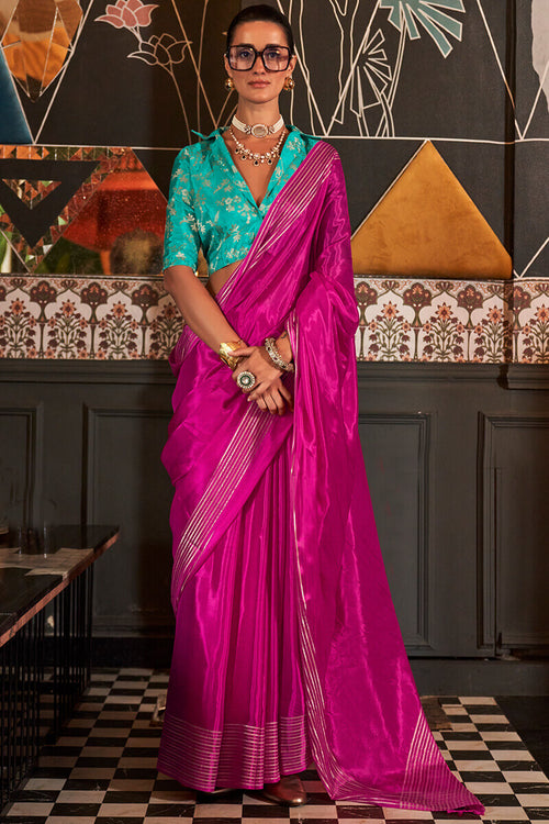 Load image into Gallery viewer, Sensational Magenta Soft Banarasi Silk Saree With Stylish Blouse Piece
