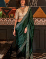 Surpassing Dark Green Soft Banarasi Silk Saree With Arresting Blouse Piece