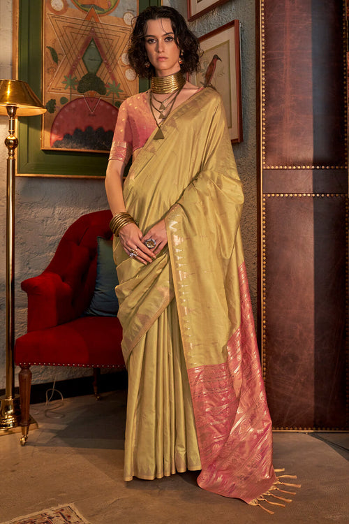 Load image into Gallery viewer, Hypnotic Yellow Soft Banarasi Silk Saree With Deserving Blouse Piece
