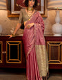 Divine Pink Soft Banarasi Silk Saree With Effervescent Blouse Piece