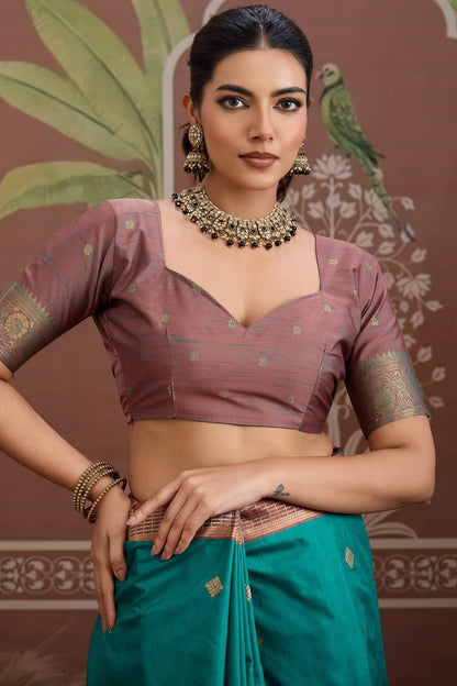 Extraordinary Rama Banarasi Tussar Silk Saree With Breathtaking Blouse Piece