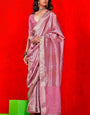 Innovative Pink Soft Banarasi Silk Saree With Gleaming Blouse Piece