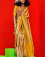 Impressive Mustard Soft Banarasi Silk Saree With Appealing Blouse Piece