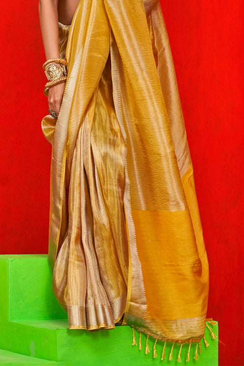 Load image into Gallery viewer, Impressive Mustard Soft Banarasi Silk Saree With Appealing Blouse Piece
