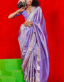 Twirling Lavender Soft Banarasi Silk Saree With Exquisite Blouse Piece