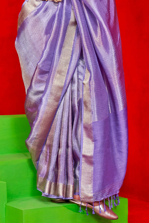 Load image into Gallery viewer, Twirling Lavender Soft Banarasi Silk Saree With Exquisite Blouse Piece
