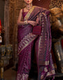 Majestic Purple Banarasi Satin Silk Saree With Jubilant Blouse