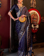 Scintillating Blue Banarasi Satin Silk Saree With Allure Blouse